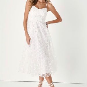 Lulus Time to Fly White Butterfly Lace-Up MIDI Dress